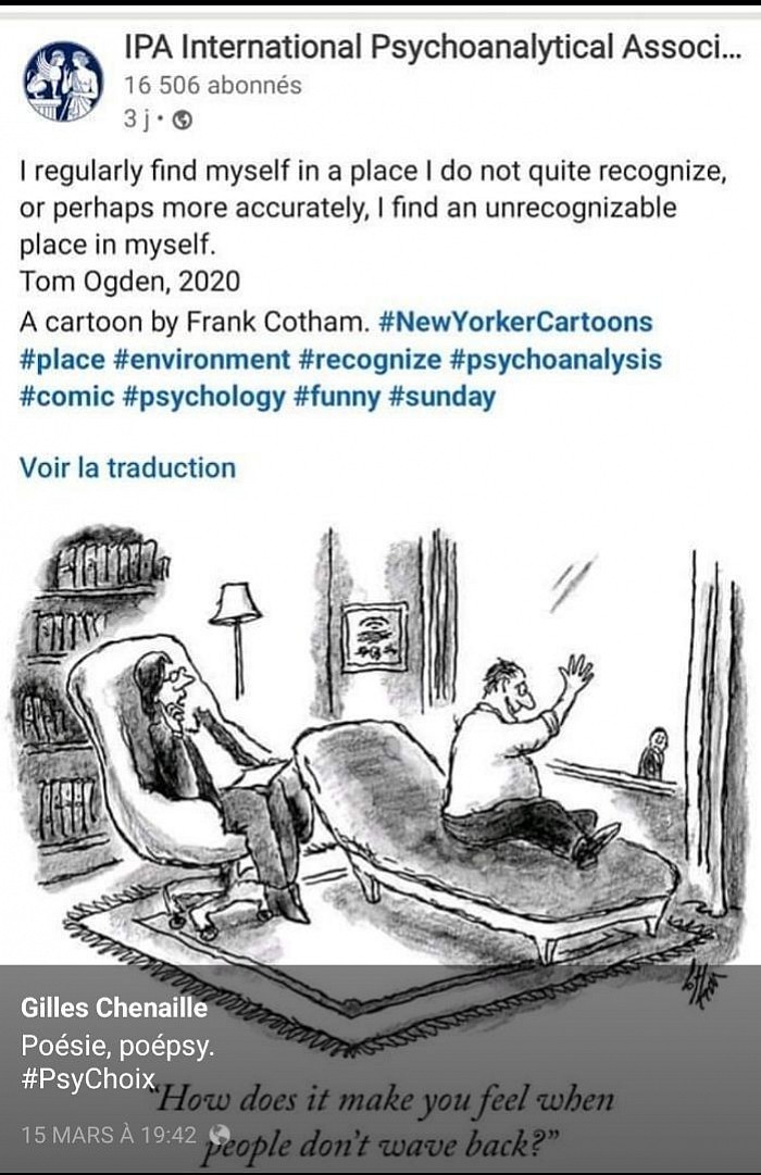 Sourire et poésie avec ce dessin proposé par l'Association Internationale de Psychanalyse, et relayé par mes soins sur Facebook