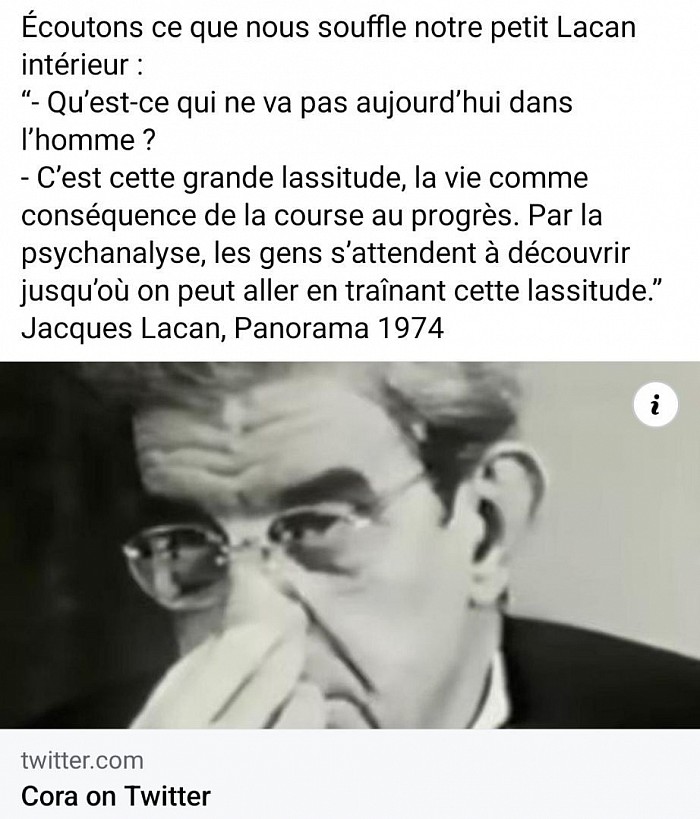 Jacques Lacan sur les effets de la course au progrès